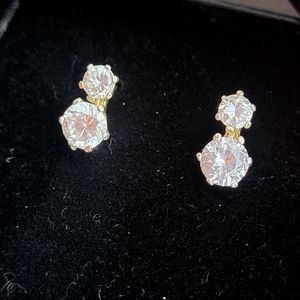 Italian Sterling silver 925 gold over earrings studs